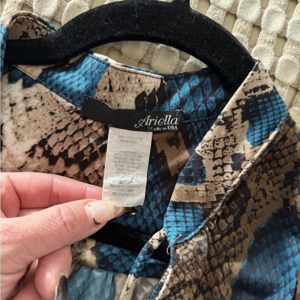 Ariella Blue and Brown Python Patterned Dress - image 3